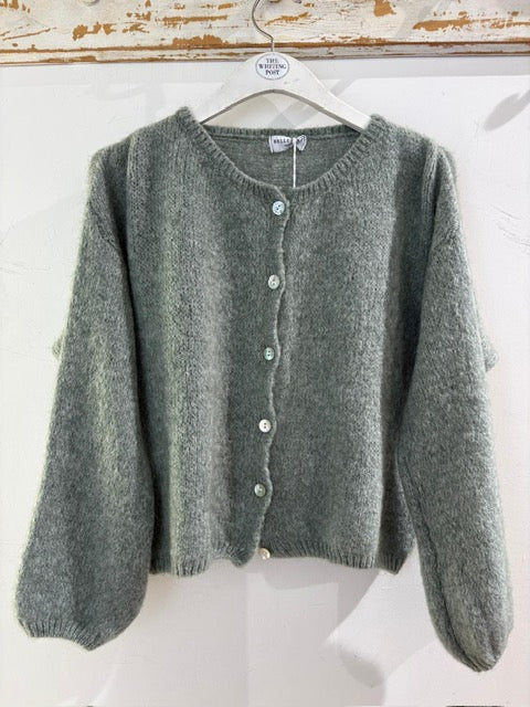Italian collection mohair button through cardigan - sage - 8179