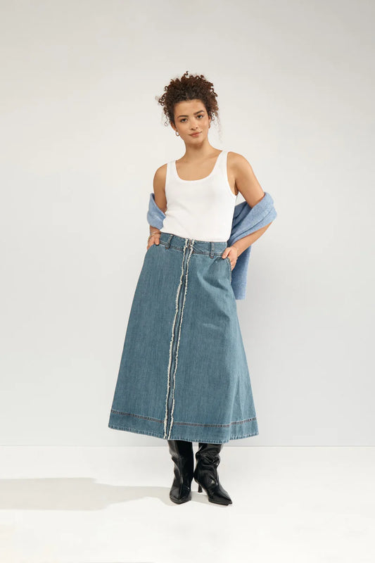 Numph NUSANDIE SKIRT - Medium Blue Denim