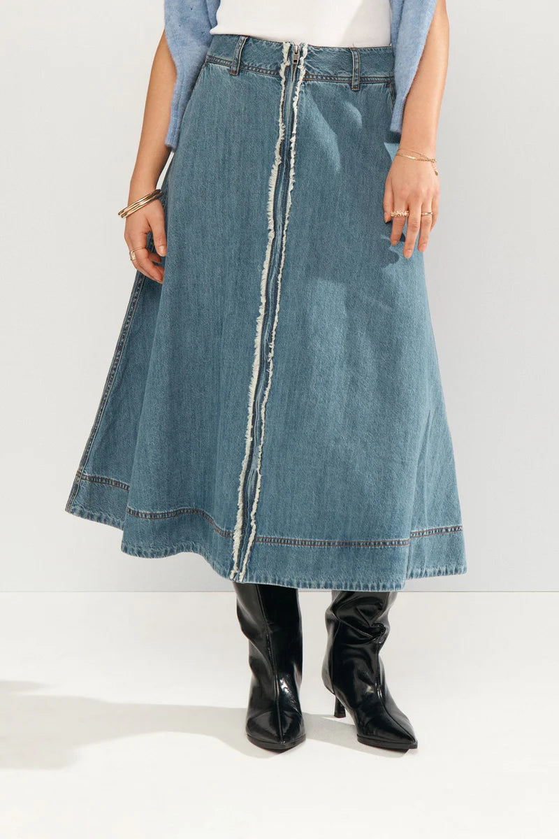 Numph NUSANDIE SKIRT - Medium Blue Denim