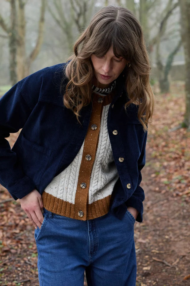 Lily and me Grove Colour Block Knitted Waistcoat Ecru