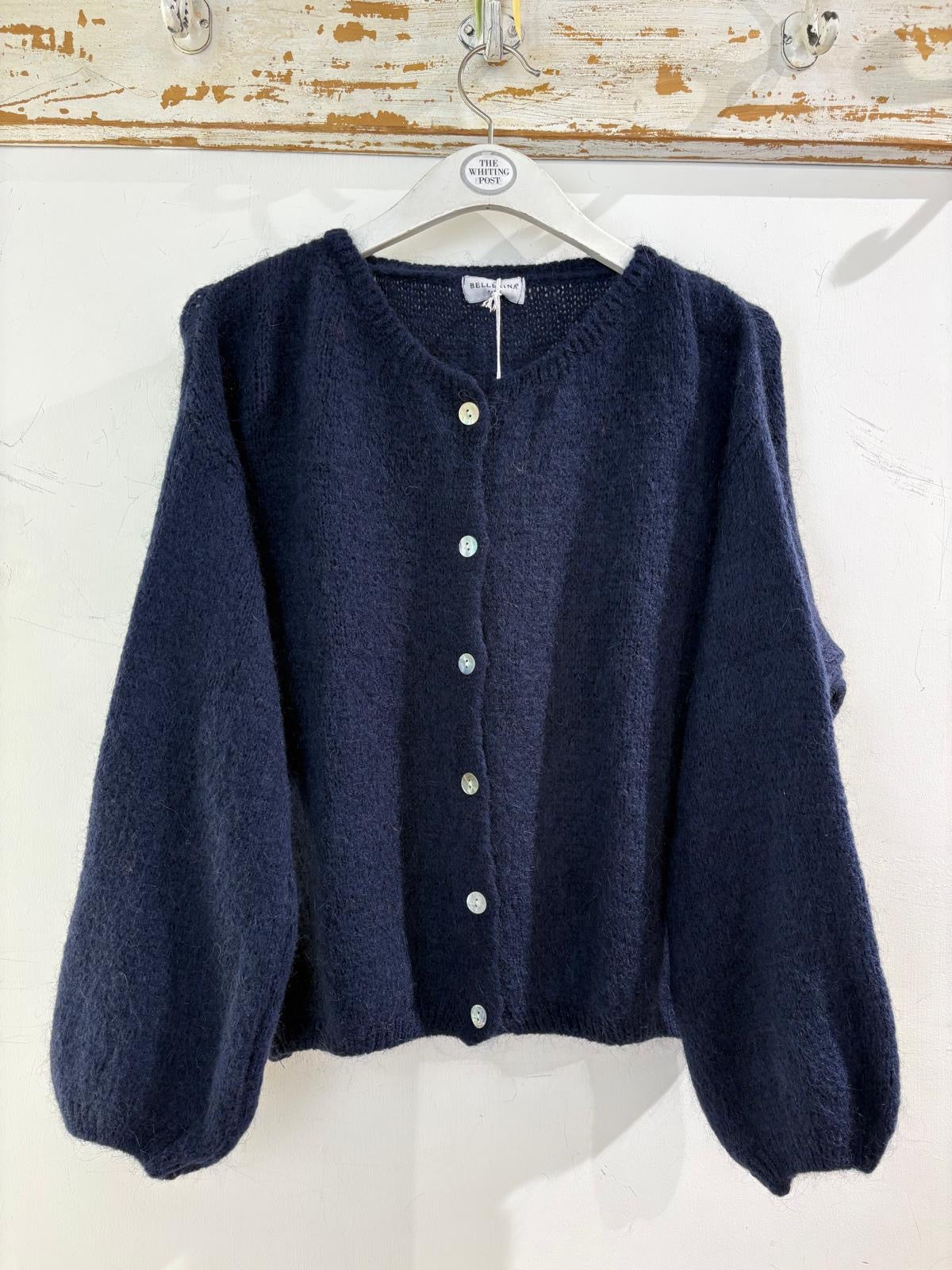 Italian collection mohair button through cardigan - navy 8179