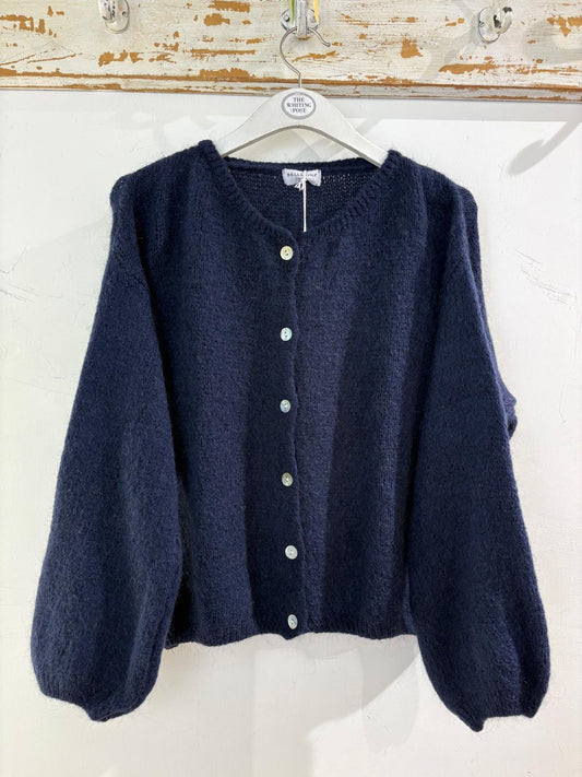 Italian collection mohair button through cardigan - navy 8179