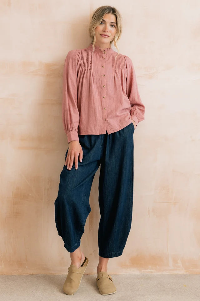 Lily and me Flora Organic Cotton Pintuck Blouse Antique Pink