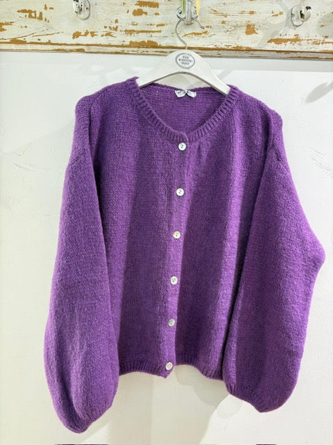 Italian collection mohair button through cardigan Grape - 8971