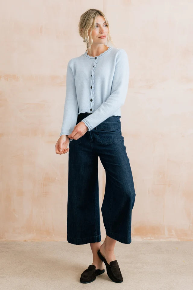 Lily and me Elodie Scalloped Neck Outfitter Cardigan Powder Blue