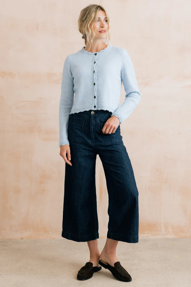 Lily and me Elodie Scalloped Neck Outfitter Cardigan Powder Blue