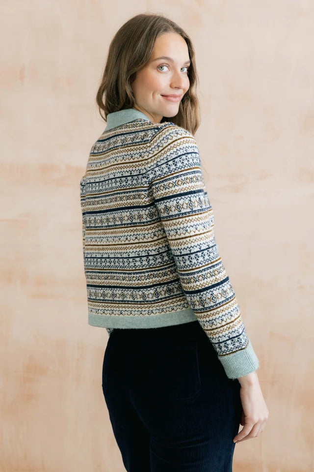Lily and me Chestnut Knitted Fair Isle Jacket Mist