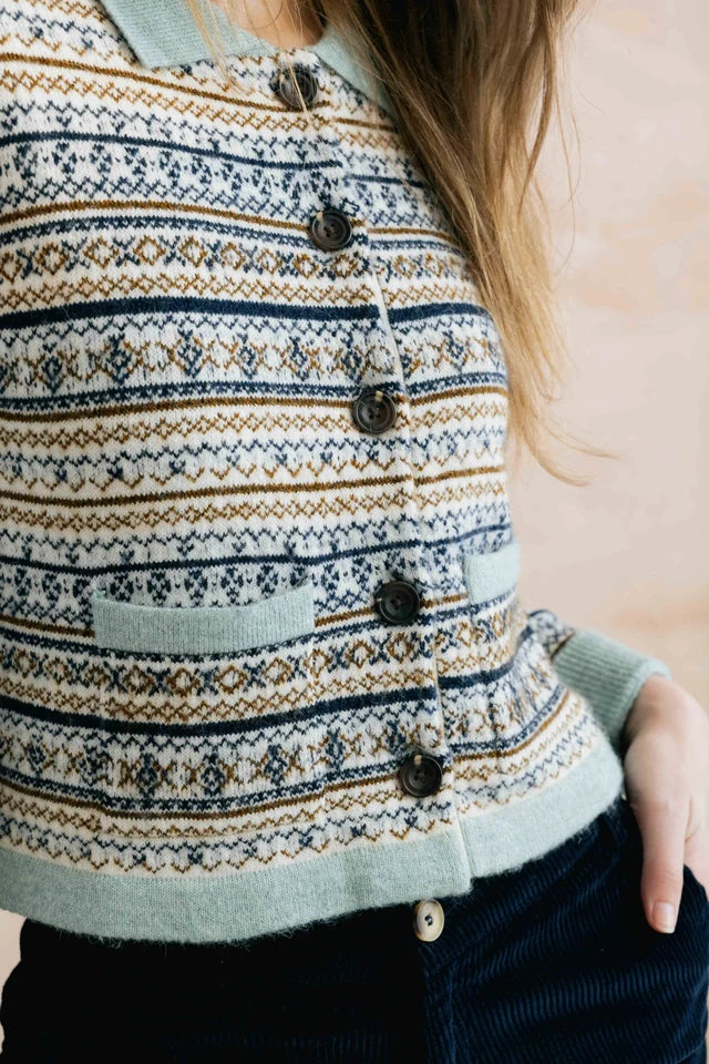 Lily and me Chestnut Knitted Fair Isle Jacket Mist