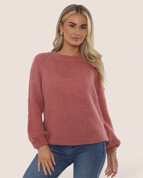 Italian collection mohair fluffy jumper -Rose