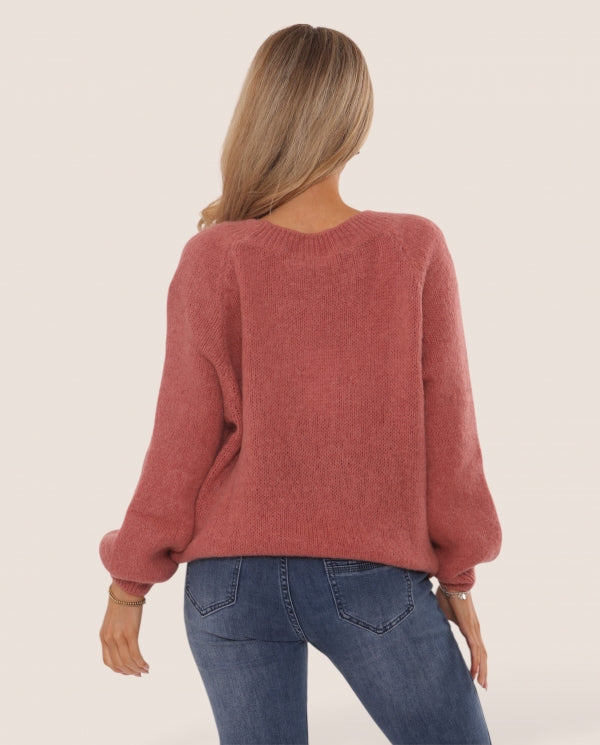 Italian collection mohair fluffy jumper -Rose
