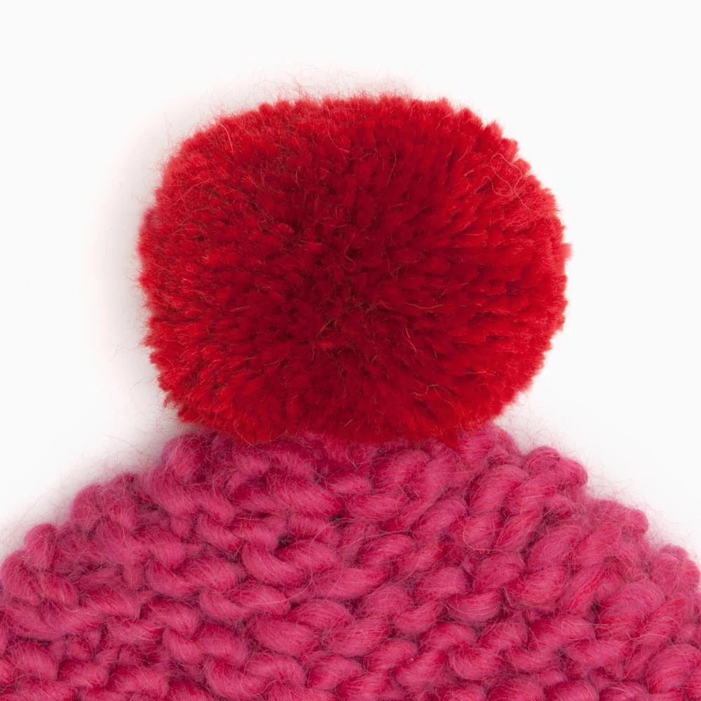 Gilly B Bobble Hat Pink/Red