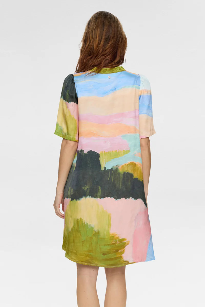 Numph NUMEADOW V-NECK DRESS - Peony