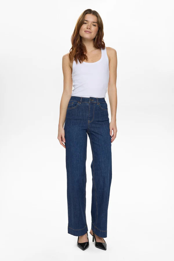 Numph NUPARIS HR WIDE JEANS - P3012 - Dark Blue Denim