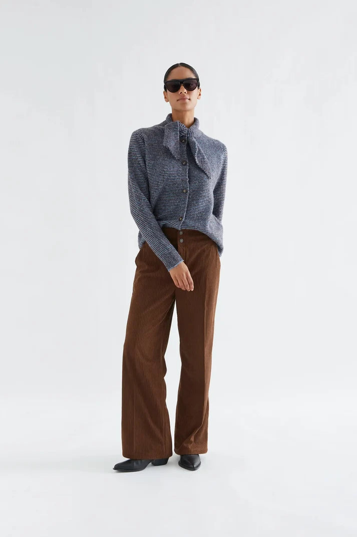 Compania fantastica Blue and brown striped knit cardigan