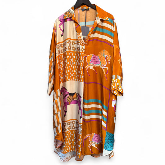 Cecile Wang Pumpkin ‘Hermes’ Style Long Sleeve Horse Dress