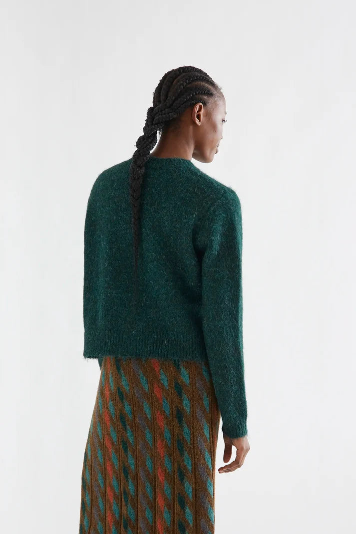 Compania Fantastica Dark green knit cardigan with light green buttons