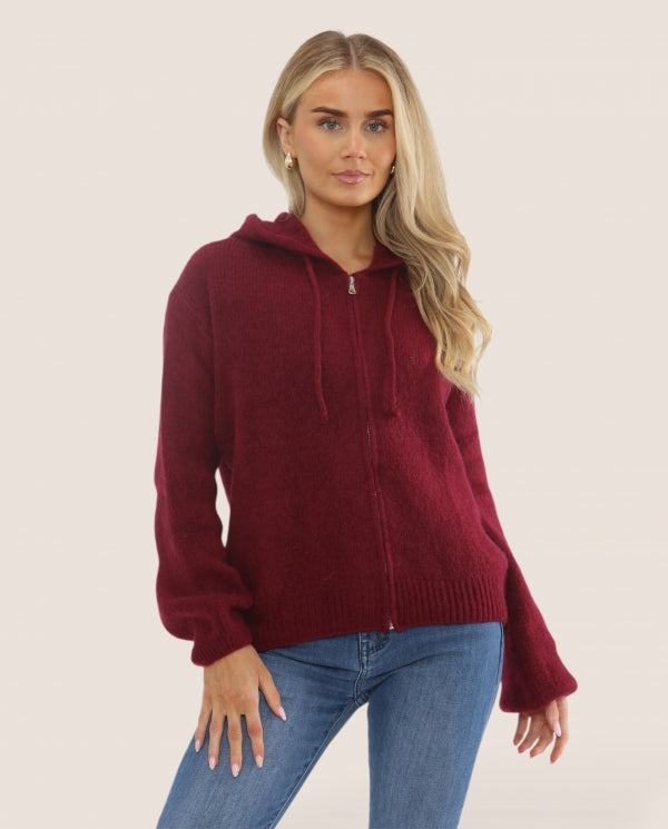 Italian collection Mohair blend zip through jacket - wine