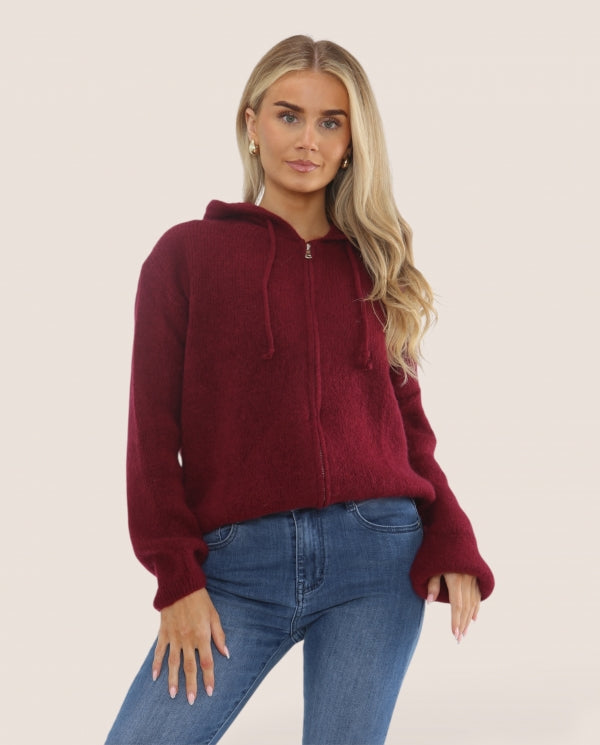 Italian collection Mohair blend zip through jacket - wine