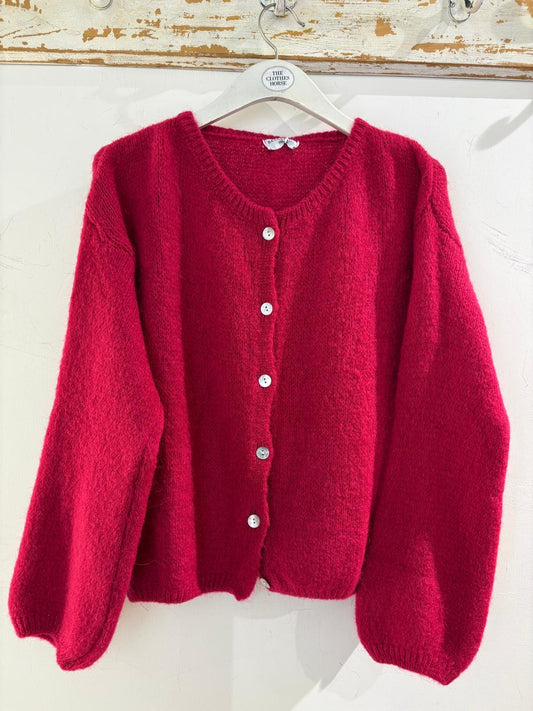 Italian collection mohair button through cardigan Hot pink - 8179