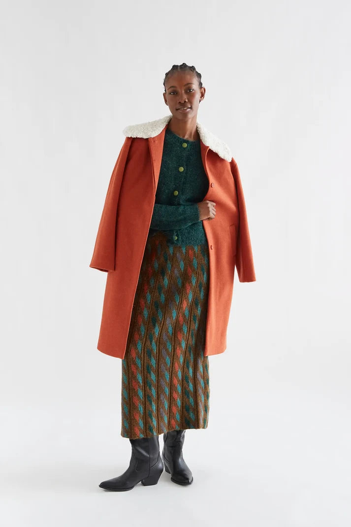Compania Fantastica Dark green knit cardigan with light green buttons