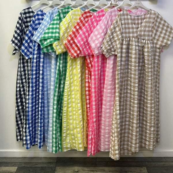 Italian collection Contents Gingham Baby Doll A-Line Dress