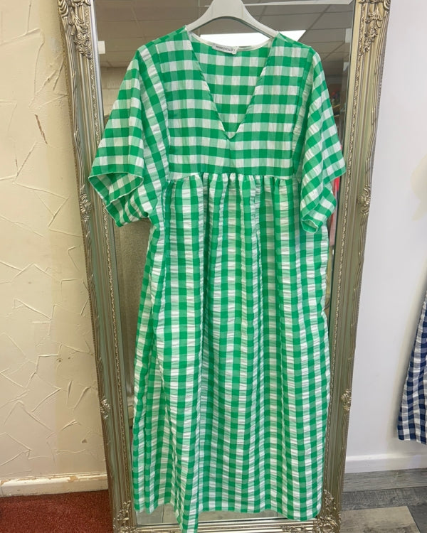 Italian collection Contents Gingham Baby Doll A-Line Dress