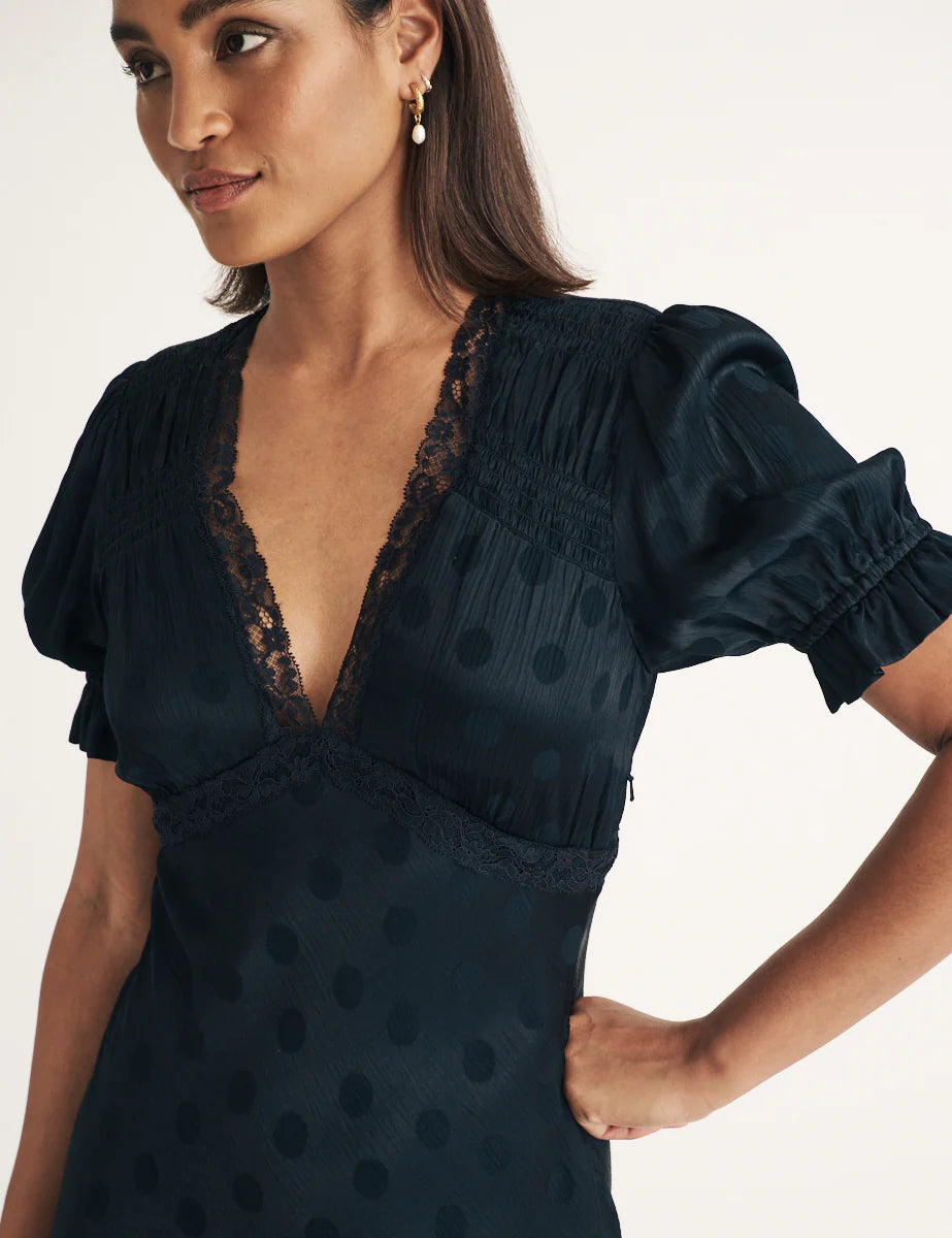 Nobody's child Angela Midi dress Crinkle Black