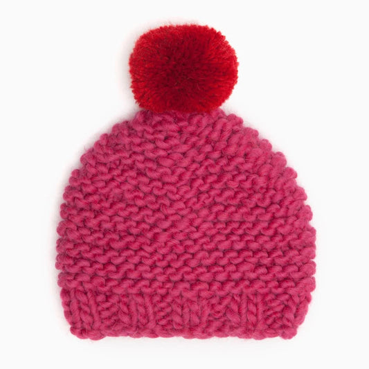Gilly B Bobble Hat Pink/Red