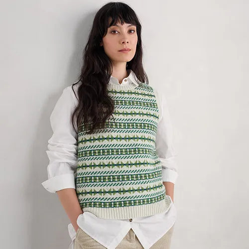 seasalt Lemon Porch Fair Isle Knitted Vest