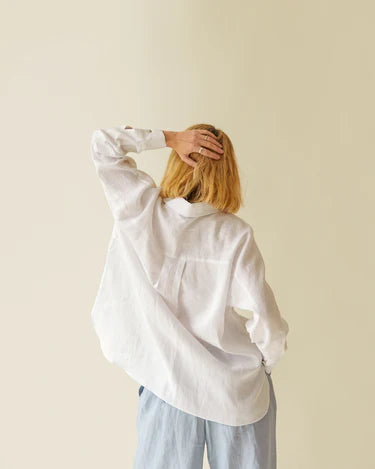 Chalk Sophie shirt linen - White