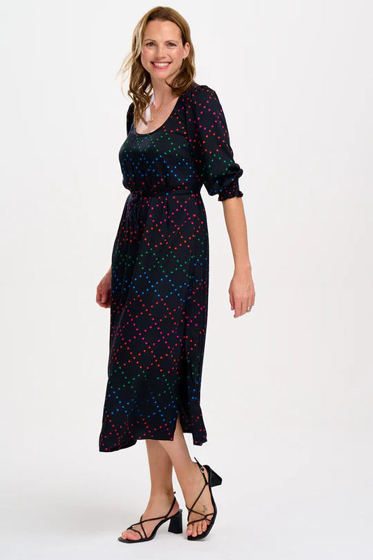 Sugarhill Linda midi dress -Black rain stars