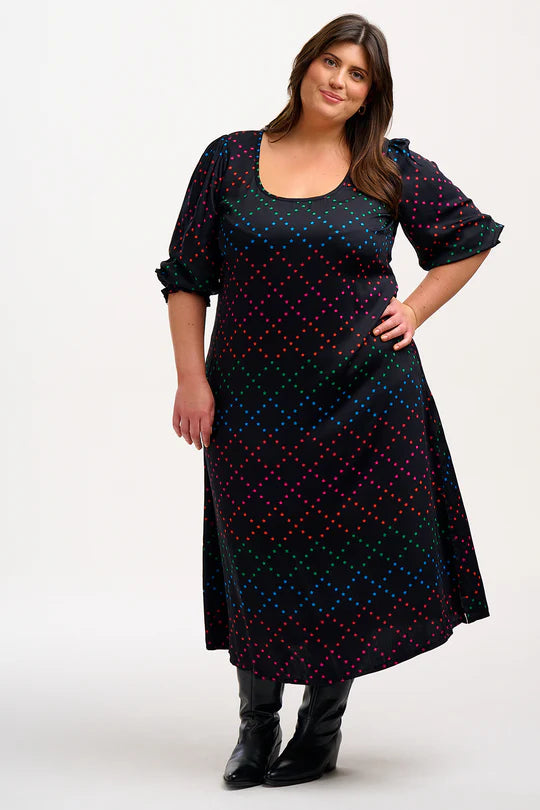 Sugarhill Linda midi dress -Black rain stars