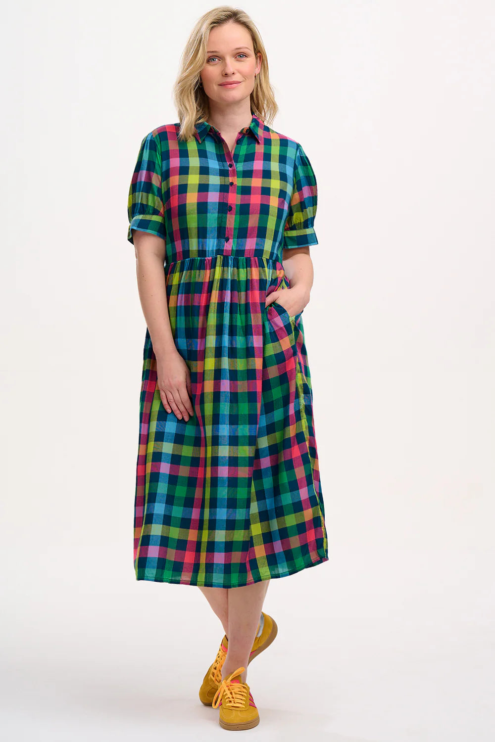 Sugarhill Willet midi smock dress - multi gingham mightnight