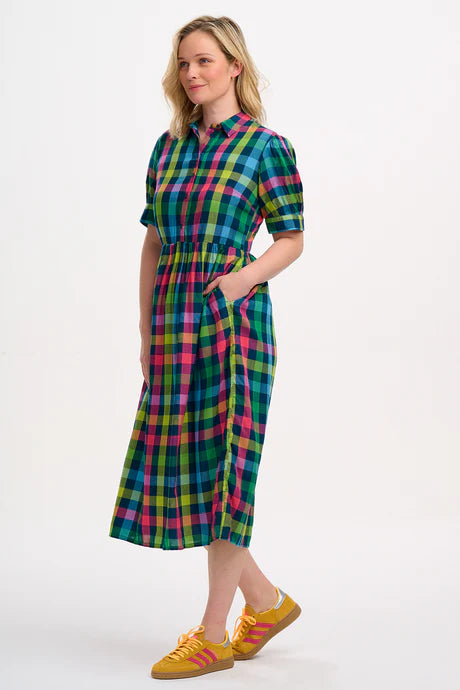 Sugarhill Willet midi smock dress - multi gingham mightnight