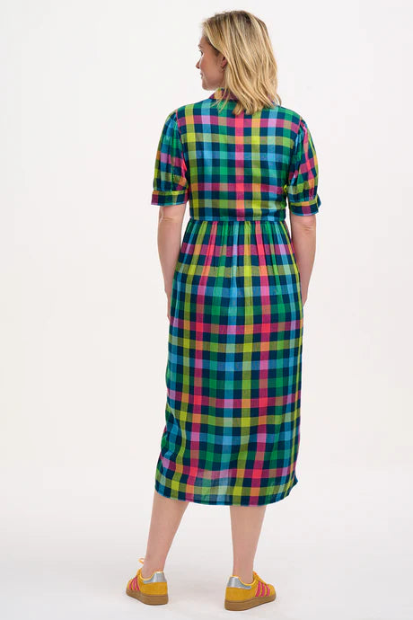 Sugarhill Willet midi smock dress - multi gingham mightnight