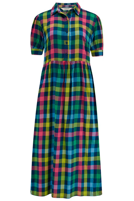 Sugarhill Willet midi smock dress - multi gingham mightnight