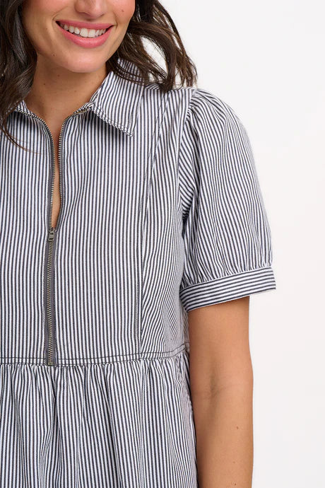 Sugarhill Gillian midi smock dress - Monochrome stripes