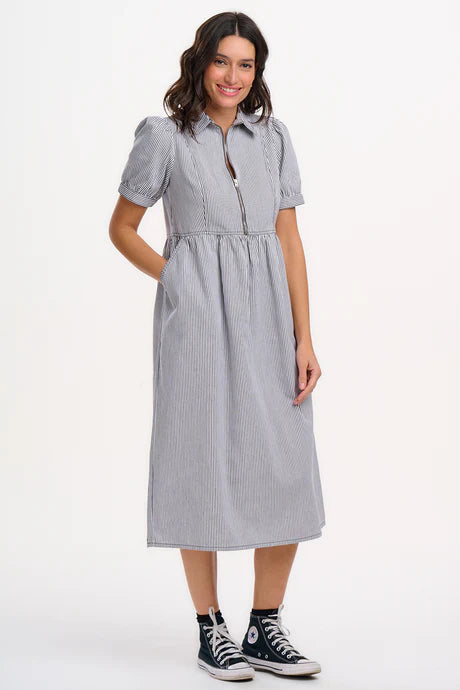 Sugarhill Gillian midi smock dress - Monochrome stripes