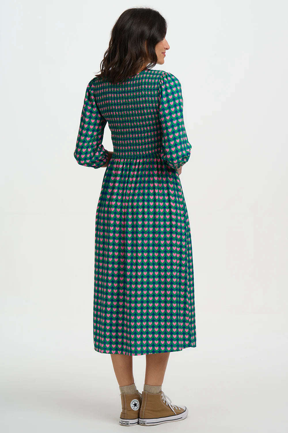 Sugarhill della shirred midi dress
