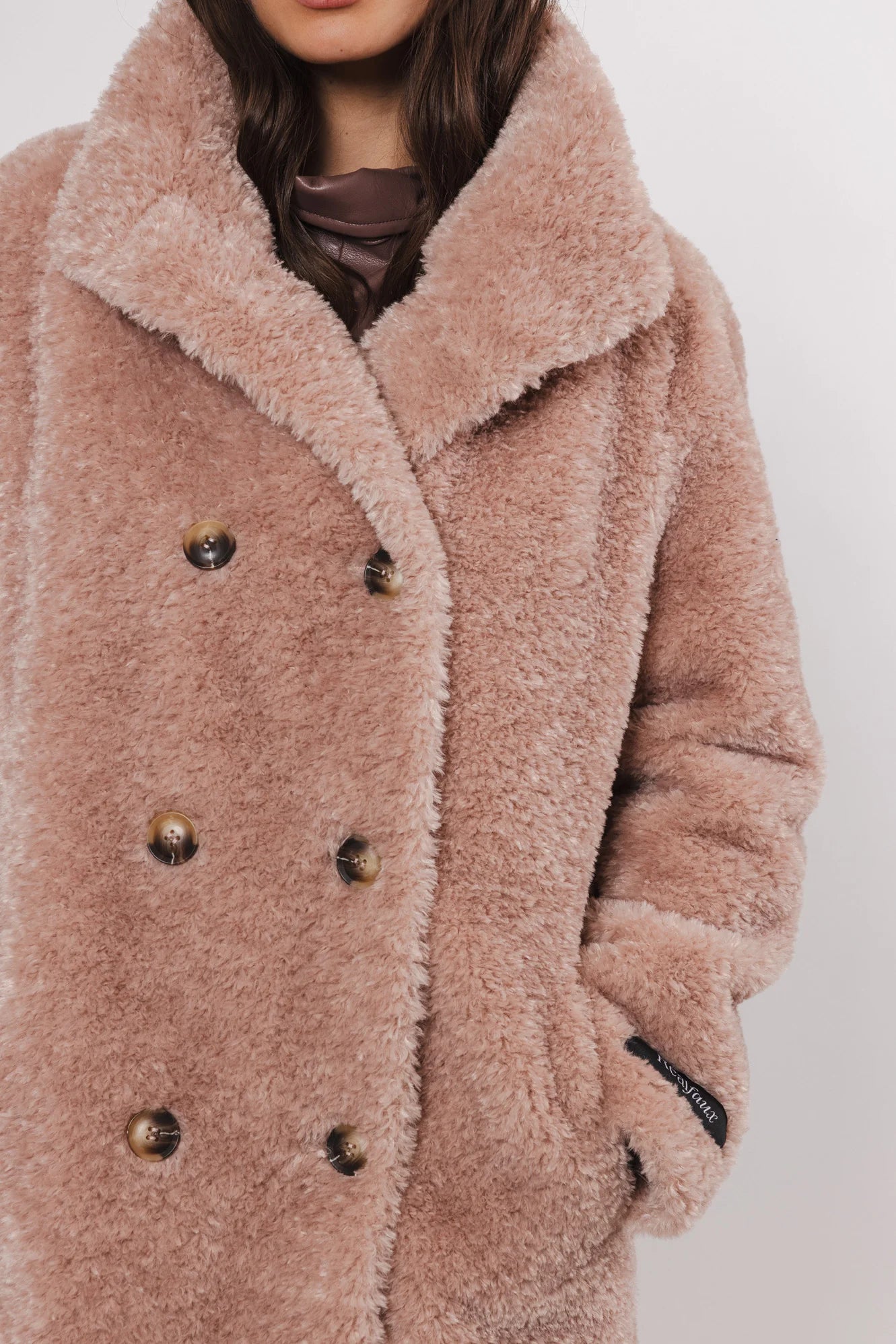 Jayley teddy faux fur double breasted coat hotsell