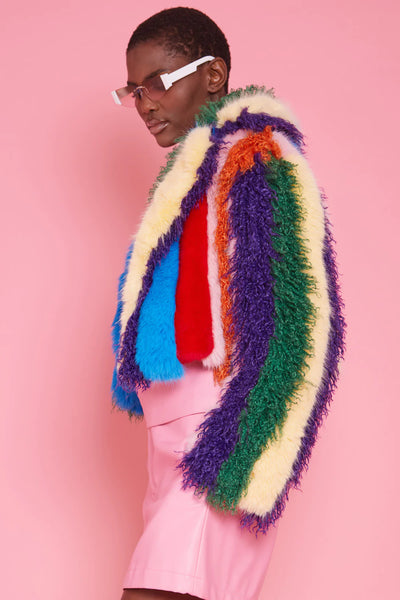 Jayley Multi colored handmade Gigi faux fur jacket