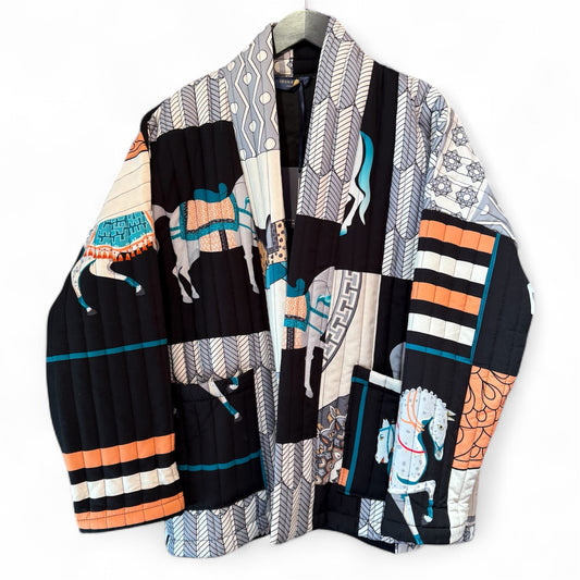 Cecile Wang Black Quilted Horse Print Jacket