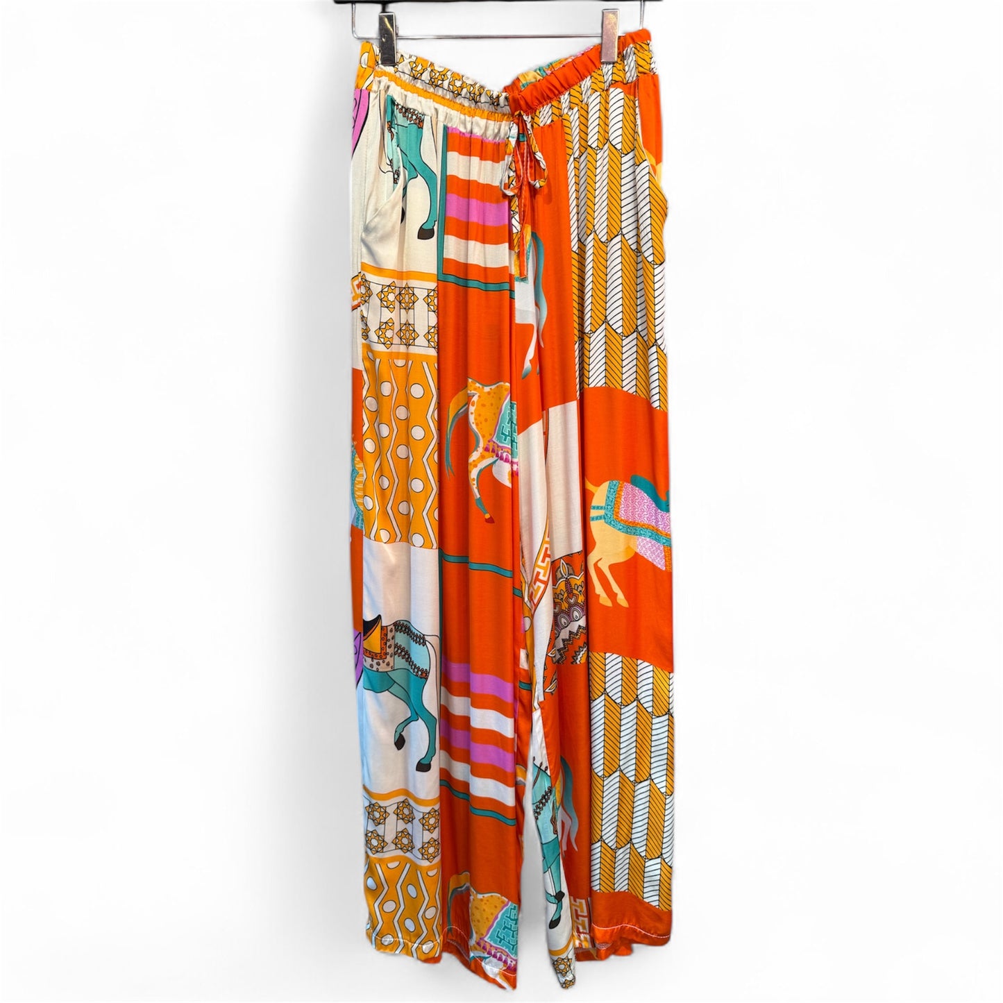 Cecile Wang Orange ‘Hermes’ Style Horse Tunic and Trousers