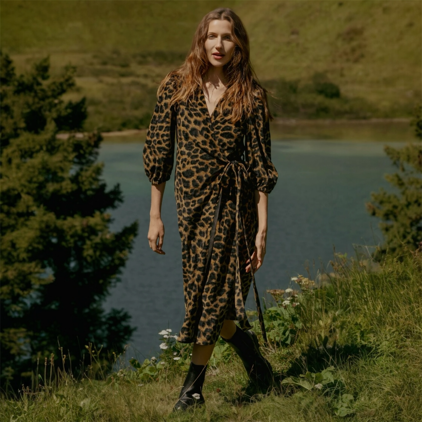 Traffic People Leopard Print Wrap Dress