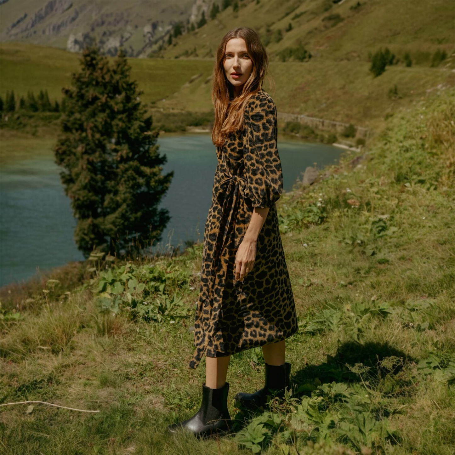 Traffic People Leopard Print Wrap Dress