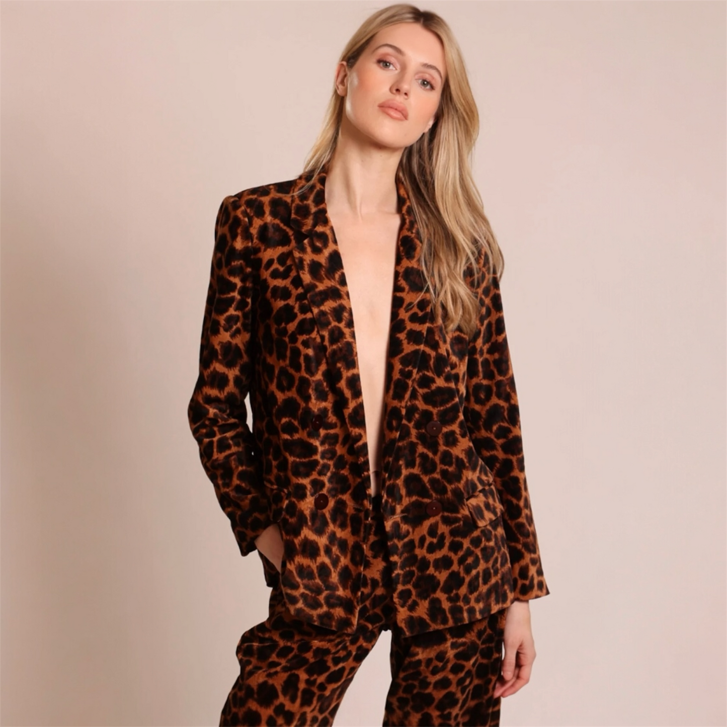 Traffic People Ava Rose Leopard Blazer Jacket