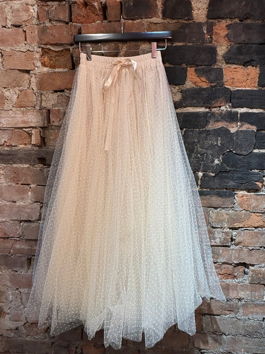 Choklate Paris Polka Dot Tulle Skirt Ecru