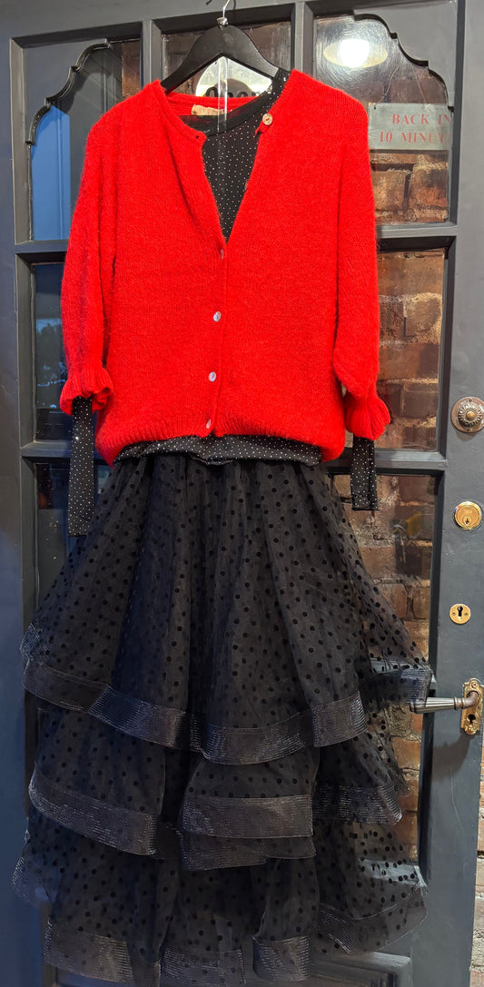 Malissa Black Polka Dot Mesh Skirt