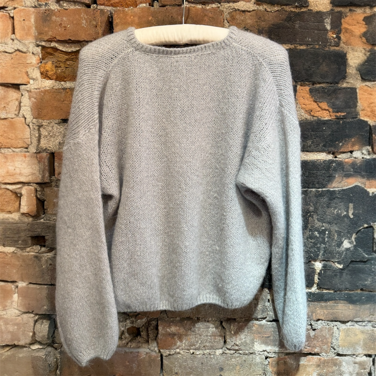 Made In Italy Crewneck Cardigan in Silver