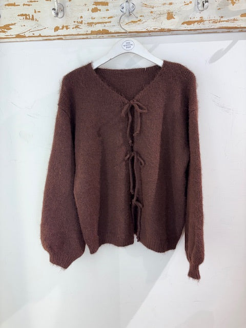 Kris ana Tie up cardigan 8886 chocolate